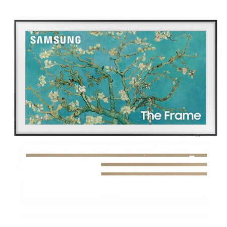 SAMSUNG 50-inch QLED The Frame Series Quantum HDR Smart TV with Samsung 50" Customizable Bezel - Modern Teak (2022)