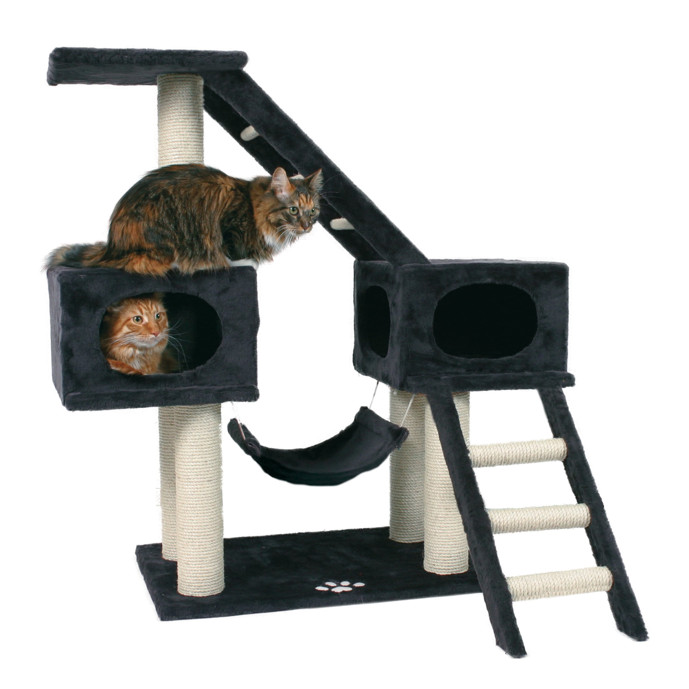 TRIXIE Malaga Sisal 3-Level 43" Cat Tree with Scratching Posts, Condos & Ladders, Gray