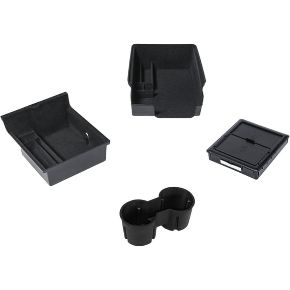 4 PCS Center Console Organizer and Cup Holder Insert Compatible With 2021-2023 Tesla Model 3，2021-2024 Model Y, Flocked/Silica Rubber Armrest Hidden Cubby Drawer Storage Box Accessories
