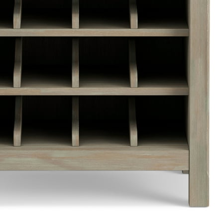 Simpli Home - Avalon High Storage Wine Rack Cabinet - Distressed Grey