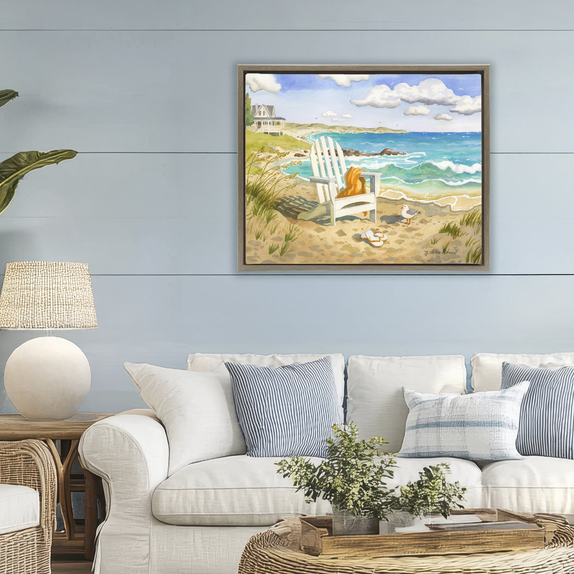 Stupell Industries Waiting For You by Beach Brown Framed Floater Canvas Wall Art, design by Robin Altman