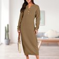 thumbnail image 1 of Vestido Mujer Otoño Largo Cuello Redondo Manga Larga Traje Ygjytge Marrón claro T XL para Mujer, 1 of 6