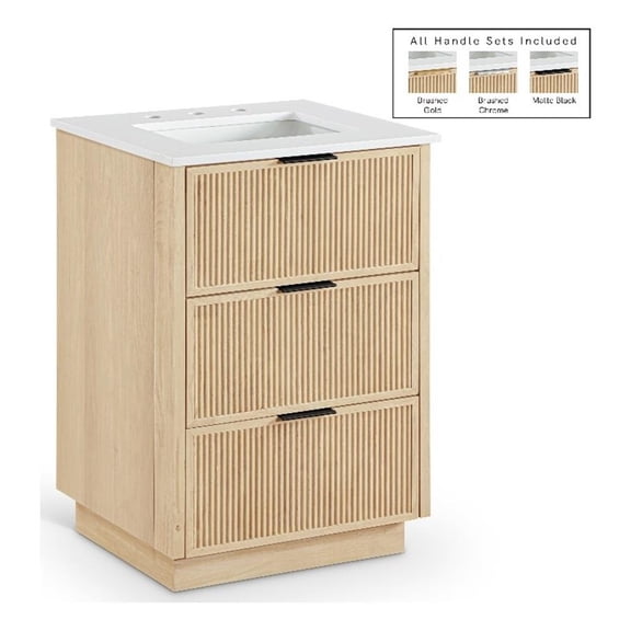 Meridian Furniture Willard 24" Natural Engineered Stone Bathroom Vanity