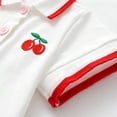 thumbnail image 3 of SGFCWSX Girls Polo Dress Short Sleeve Cherry Embroidery Pleated Hem Summer Casual School Playwear Party Dress White Size 7-8 Years, 3 of 4
