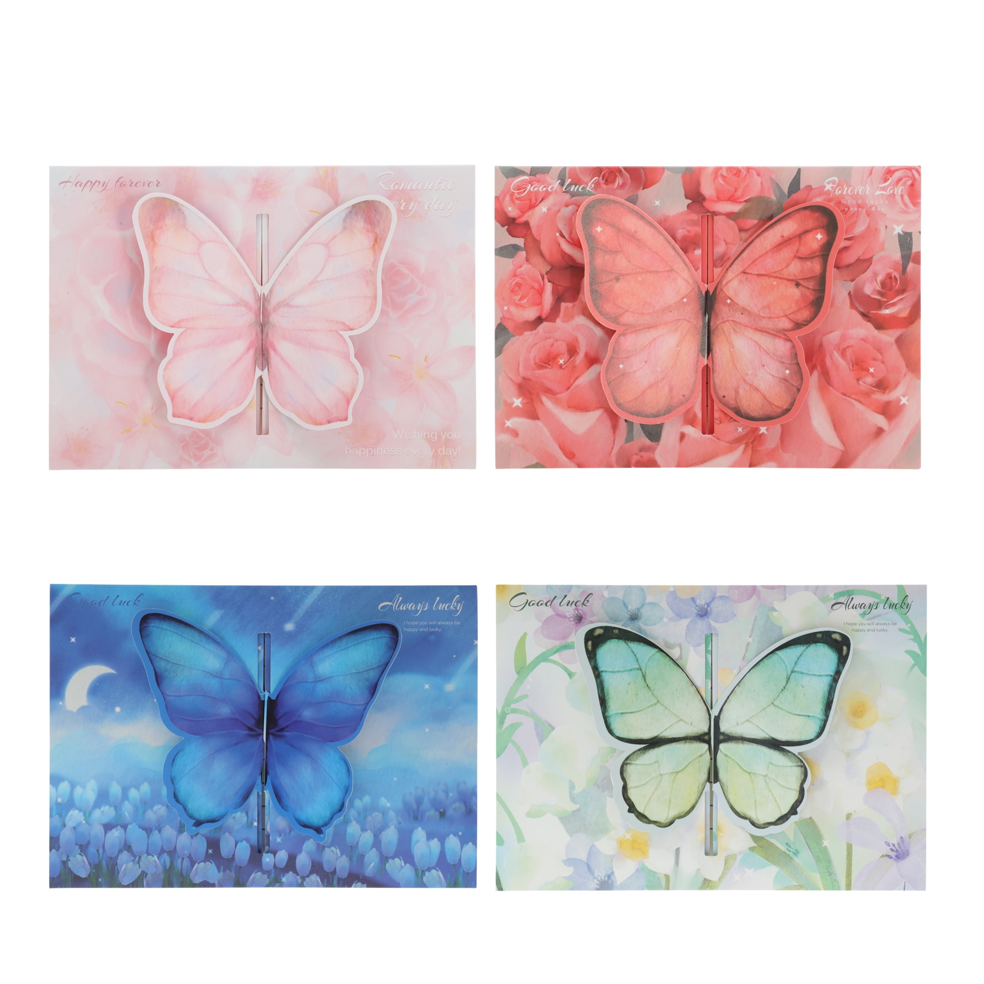 Unique Bargains 4 Pcs Greeting Cards with Butterfly Pattern for All Occasions Blue