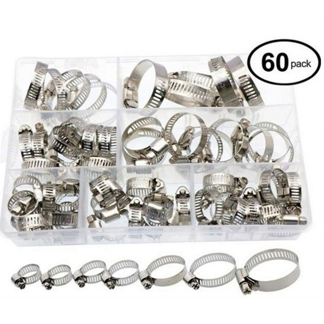 Juego de abrazaderas de manguera ajustables de acero inoxidable 304 de 8 a 38 mm, 60 piezas Ephé