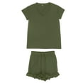thumbnail image 3 of FIOPHY Summer 2 Piece Sets for Women Lounge Pajama Outfits Short Sleeve Tops and Ruffles High Waisted Shorts, 3 of 7