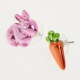 thumbnail image 4 of Betsey Johnson Pink Bunny & Carrot Mismatch Stud Earrings, 4 of 5