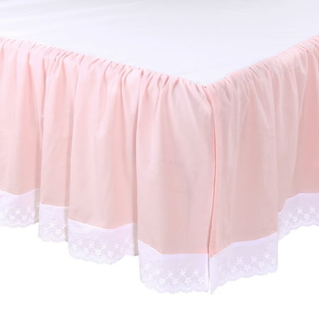 Farmhouse Pink Ruffled Baby Girl Crib Skirt 100 Cotton Drop