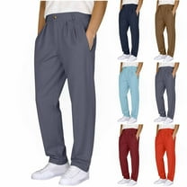 DODADAWANJ Straight Fit Dress Pants for Men With Double Pleated Front Expandable Waist Suit Pants Big and Tall Open Bottom Chino Pants for Business Golf Daily