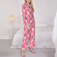 thumbnail image 3 of Vsdgher Pink Christmas Cheer Pajamas Set Long Sleeve Sleepwear Womens Button Down Nightwear Pj Sets-Small, 3 of 7