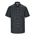 thumbnail image 2 of VBARHMQRT Linen Shirts for Men Short Sleeve Beach Men's Summer Casual Retro Plaid Printed Button Short Sleeved Shirt Short Sleeved Shirt Plus Size Shirts Men's Compression Shirts, 2 of 7