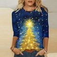 thumbnail image 2 of Christmas Shirts for Women 2025 Sparkling Christmas Tree Top Plus Size 3/4 Sleeve Tops for Women Round Neck Casual T Shirt Holiday Party Outfits, 2 of 5