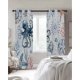 thumbnail image 4 of Ocean Octopus Blackout Curtains for Bedroom Living Room Darkening Curtains 54 Inch Long Summer Coastal Coral Flower Shells Short Curtain for Small Window Treatment Insulated Grommet Drapes 42"x54"x2, 4 of 9