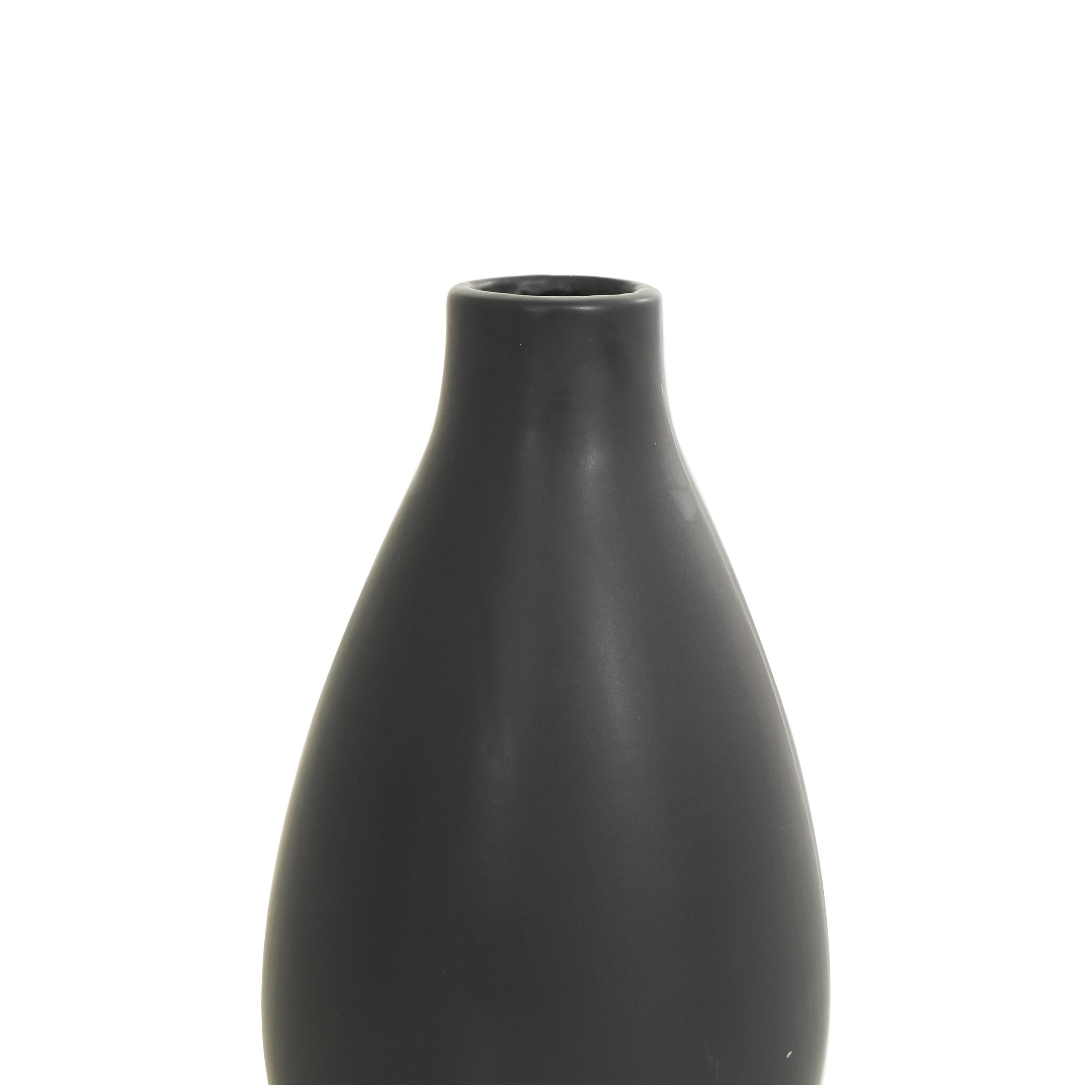 DecMode 5"W, 8"H Minimalistic Black Ceramic Vase with Varying Shapes, Set of 3