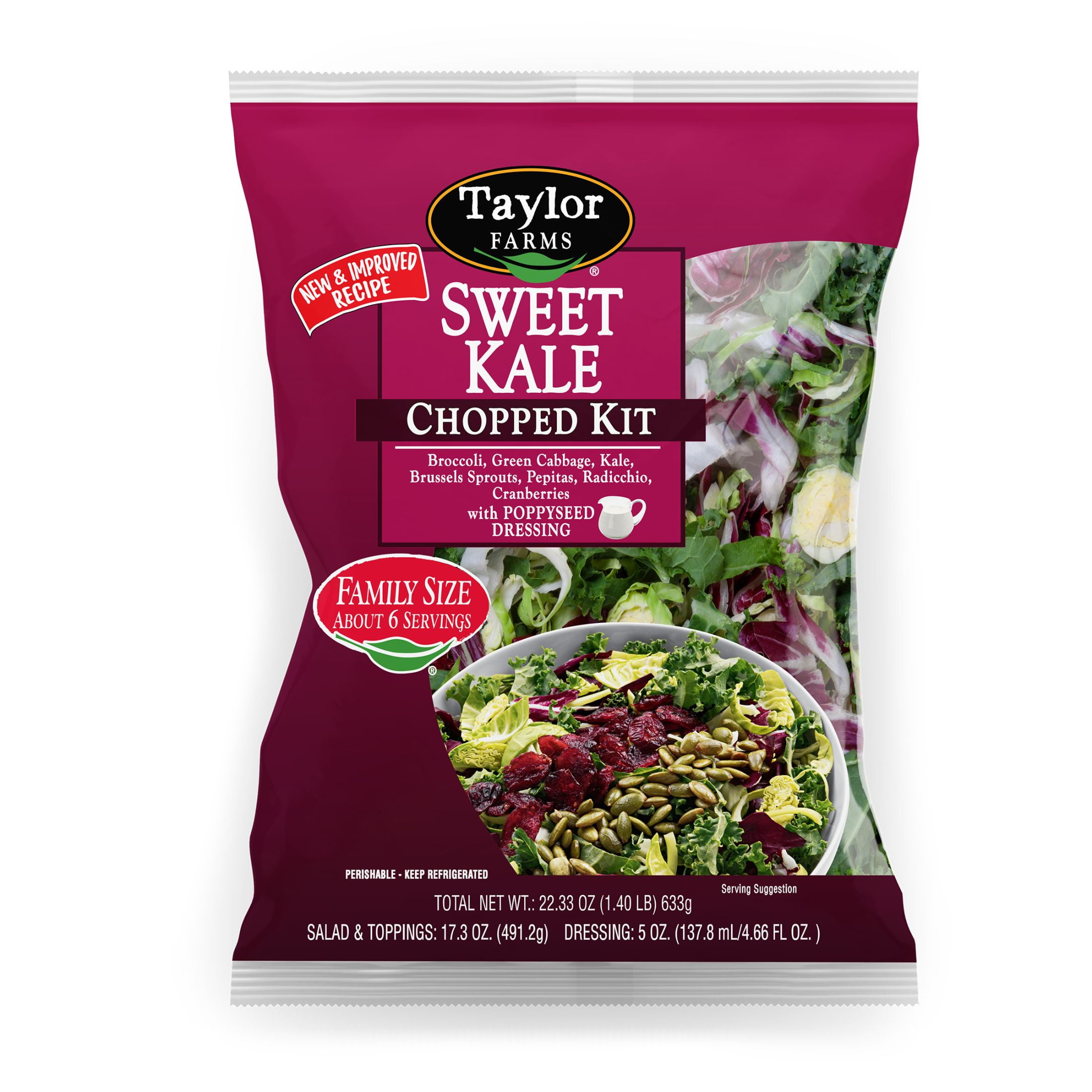 Taylor Farms Family Size Sweet Kale Chopped Fresh Salad Kit, 22 oz Bag