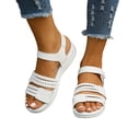 thumbnail image 3 of CAICJ98 Wedge Sandals for Women Topic Open Toe Buckle Ankle Strap Espadrilles Flatform Wedge Casual Sandal,White, 3 of 5