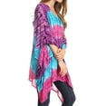 thumbnail image 3 of Sakkas Adalwin Desert Sun Lightweight Circle Ponch Tunic Top Blouse W / Embroidery - Purple / Blue - One Size Regular, 3 of 5
