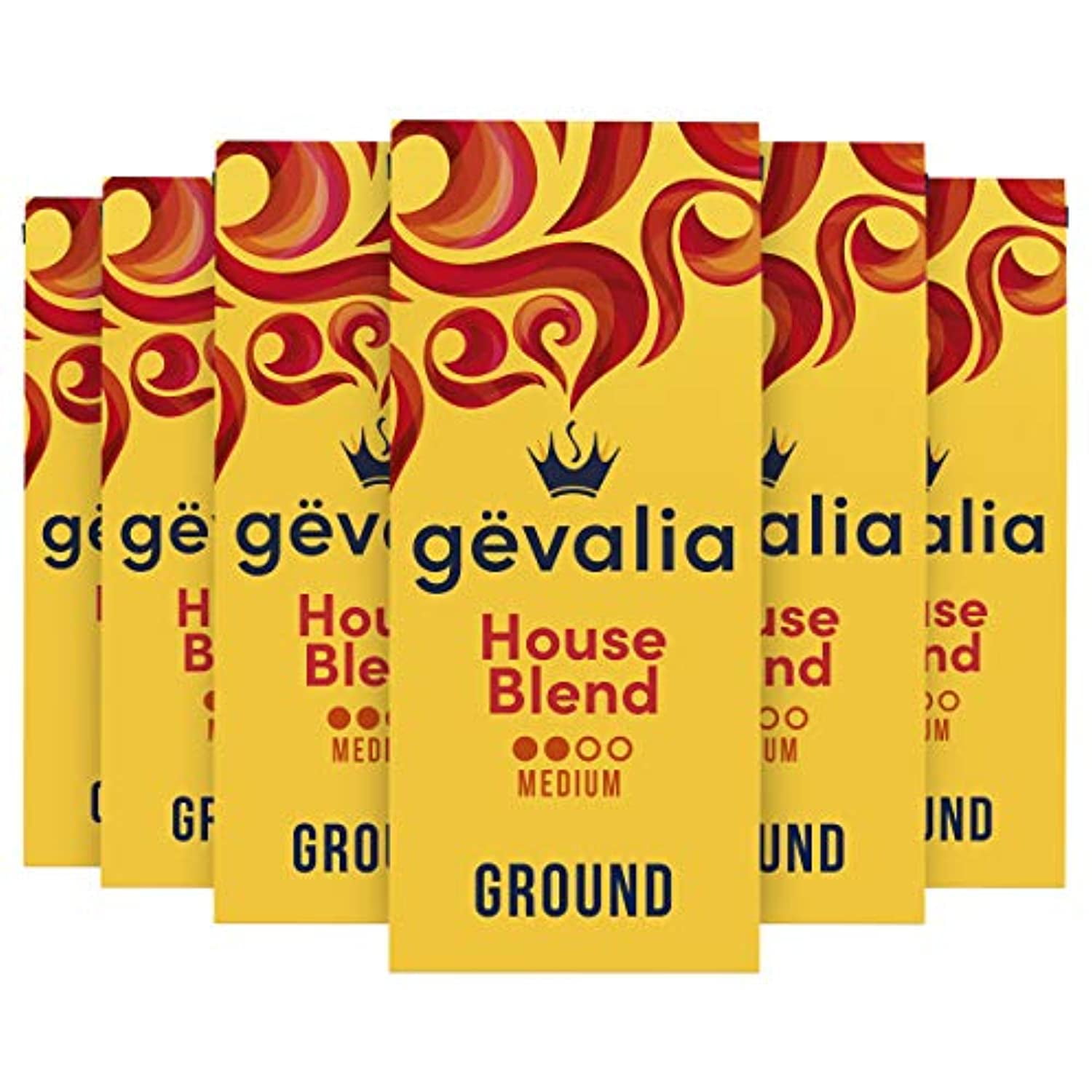 Gevalia House Blend Medium Roast Ground Coffee (12 Oz Bags, Pack Of 6