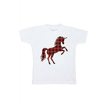 

7 ate 9 Apparel Kids Plaid Unicorn T-Shirt 5/6T White