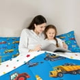thumbnail image 4 of Manfei Tractor Excavator Bedding Comforter Set 7pcs, Cartoon Equipment Truck Queen Bedding Sets, Vehicle Car Theme Reversible Queen Sheet Sets, Super Cozy Room Decor, 4 of 7