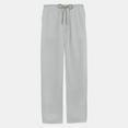 thumbnail image 4 of Caqnni Men's Cotton Linen Pants Summer Beach Pant Casual Solid Drawstring Yoga Pants Trousers (A3-Grey,XXL), 4 of 5