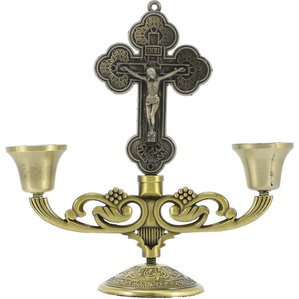 European Style Candlestick Sturdy Alloy Candle Holder Christian Church  Candlestick Religious Gift 