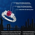 thumbnail image 2 of Gem Stone King 925 Sterling Silver Red Ruby and White Moissanite Filigree Style 3 Stone Ring for Women (2.60 Cttw, Oval 8X6MM and 6X4MM) (Size 5), 2 of 6