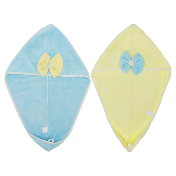 Unique Bargains 2pcs Hair Drying Towels Hair Towel Wrap for Women Bow Hair Drying Cap for Hair Yellow Blue