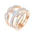 thumbnail image 1 of 3PC Geometría Rosa de Oro Diamante de imitación Cubic Zirconia Anillo de compromiso de novia Geometría Diamante de imitación Anillo completo Zirconia Solitaire 6 10, 1 of 8