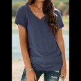 thumbnail image 4 of Camiseta Informal con Cuello en V para Mujer, Azul Marino, Talla S, 4 of 9