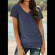 thumbnail image 4 of Camiseta Informal con Cuello en V para Mujer, Azul Marino, Talla S, 4 of 9