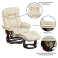 thumbnail image 6 of Emma + Oliver Multi-Position Recliner & Curved Ottoman with Swivel Wood Base in Beige Leather, 6 of 12