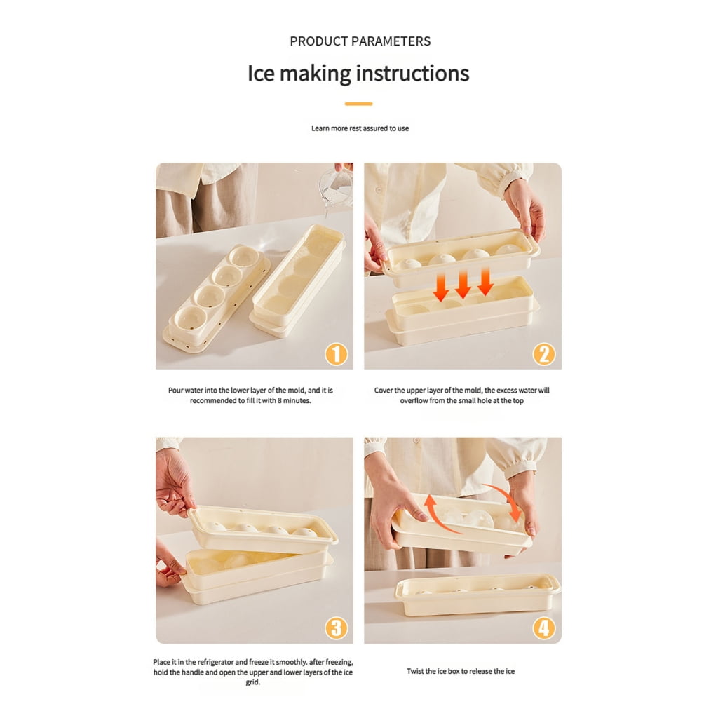 Oversized Ice Ball Maker Space Saving Fridge Storage Container Ice Ball Tray Molds For Home And Entertaining