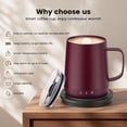 thumbnail image 4 of Smart Self Heating Coffee Mug,14oz Temperature Control Coffee Mug,Hot up to 150°F,Rechargeable Heated Coffee Mug,Up to 6H Battery Life,Coffee Cup Warmer,Great Gift for Coffee Lovers,Dad,Mom (Claret), 4 of 16