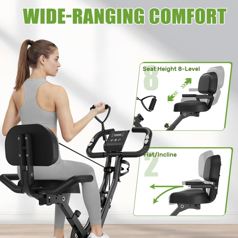 JELENS Folding Exercise Bike, 4 in 1 Stationary Bike, 16-Level