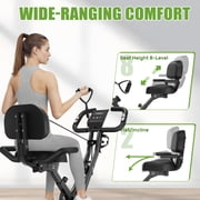 Exercise Bike,5 in 1 Foldable Stationary Bike,16 Level Magnetic Resistance,330 LB Capacity,Low Noise Home Office Indoor Cardio Equipment