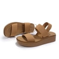thumbnail image 3 of Pennysue Women's Platform Wedges Sandals Brown Elastic Ankle Strap Sandals 6M, 3 of 7