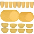 thumbnail image 1 of Nvzi 32pcs Wheat Straw Dinnerware Set,Plates and Bowls Set,Camping Dish Set for 8, Plastic Dinnerware Set,Dishwasher Safe Dinnerware Set,Yellow, 1 of 5