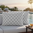 thumbnail image 2 of Outdoor Pillow Cover Geometric Morocco Pattern Set of 2 Waterproof Throw Pillowcases Gray Abstract Decorative Patio Furniture Pillows for Couch Garden Indoor & Outdoor Use, 2 of 9