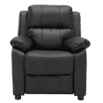 thumbnail image 4 of Snugway Kids Recliner,Kids Ages 2-7,Faux Leather Armrest Storage and Footrest,Black, 4 of 10
