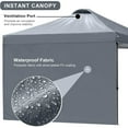 thumbnail image 5 of KAMPKEEPER 10x10 Pop Up Canopy Tent with 2 Sidewalls, Portable Outdoor Sun Shade, Grey, 5 of 8