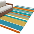 thumbnail image 6 of Blue Teal Orange Striped Area Rug 4x6 Washable Rug Non Slip Farmhouse Stripe Large Area Rug Indoor Floor Carpet for Entryway Bedroom Kitchen Living Room Home Office Dining Room Nursery, 6 of 8