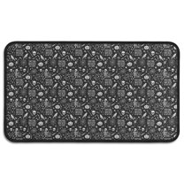 Black White Halloween Skull Pattern Door Rugs,Washable Non Slip Door Mats Indoor,Decorative Door Mats,Entry Mat Indoor for Entrance,Bedroom,Kitchen,Bathroom,30"x17"