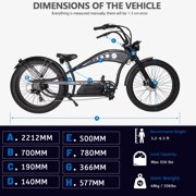 Tracer Chico GT7 26 inch Stretch Cruiser Ebike for Men, 750W Rear Motor, 7 Speed, up to 30 mph, 50 miles, Matte Black