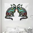 thumbnail image 1 of Day Of The Dead Decor Tapestry, Skeleton Cats Festive Celebration Spanish Art Print, Wall Hanging for Bedroom Living Room Dorm Decor, 80W X 60L Inches, Black White Turquoise Pink, by Ambesonne, 1 of 2
