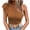 Coffee, variant on Off the Shoulder Tops for Women Breathable Loose Ruffle Sleeveless Blouse Trendy Slim Fit Backless Boho Shirts