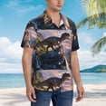 thumbnail image 5 of Daiia Sunset Cliff Dinosaur Hawaiian Shirt for Men Gentle Cotton Regular Short Sleeve Casual-Medium, 5 of 9