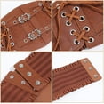 thumbnail image 5 of Brown Leather Corset Belt Vintage Corset Elastic Waist Belts Wide Around Obi Lace Up Trendy Waistband with Alloy Buckle Loosens Bulk DIY, 5 of 9