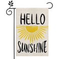 thumbnail image 1 of Bandera de jardín de verano Hello Sunshine de 12 a 18 pulgadas, doble cara, vertical, para exteriores, 1 of 3